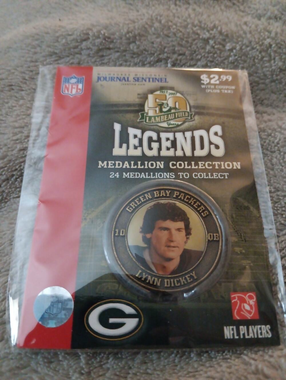 Activa Green Bay Packers Lynn Dickey 2007 Legends Medallion Still Sealed